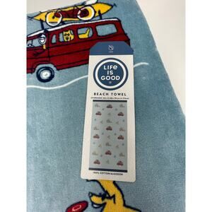 Life is Good Jake & Rocket Road Trip Beach Towel 36x68" 100% Cotton NEW